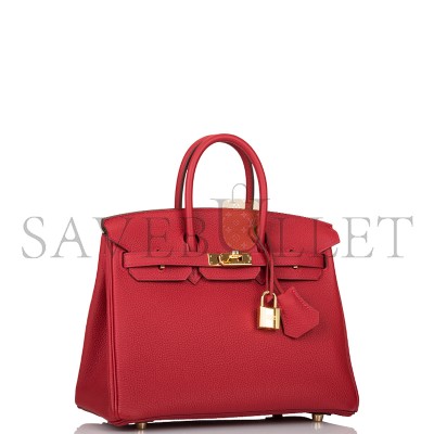 HERMÈS BIRKIN 25 TOGO ROUGE CASAQUE GOLD HARDWARE (25*20*13cm) 